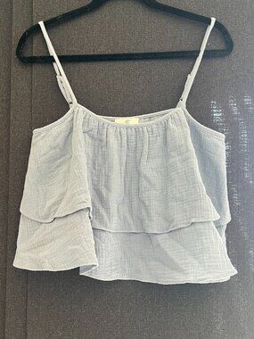 P Cill Light Blue Tiered Ruffle Crop Cami Top Size S